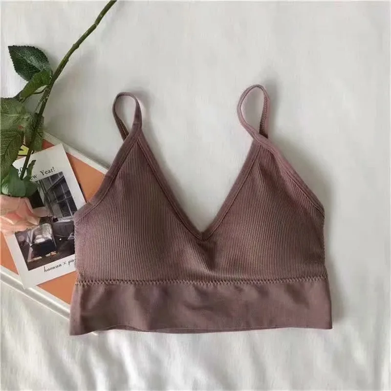

New Fashion Simple Solid Color Student Thread Underwear Bra Beauty Back Bra Tube Top Sports Lingerie Teen Underwear