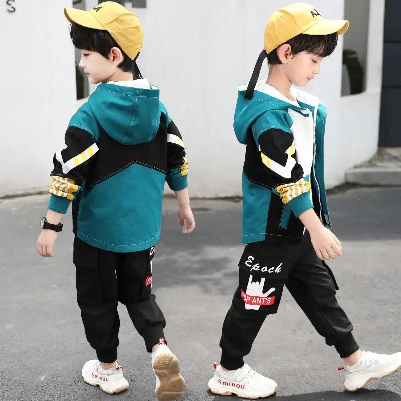 Комплект одежды для мальчиков на весну и осень Детские Модные хлопковые пальто с