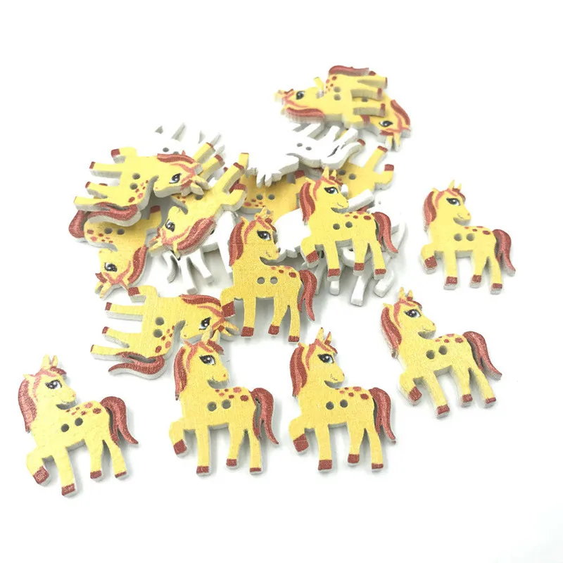 DIY 100 шт. деревянные желтые единороги фотообои детская одежда 26 мм|Пуговицы| |