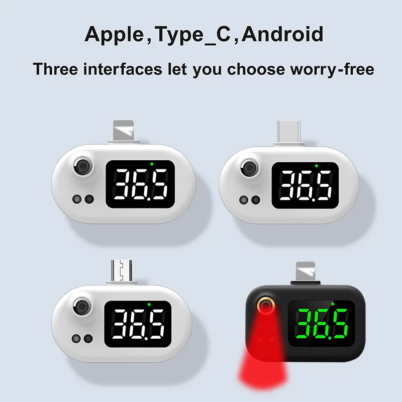 

Portable Mini Infrared USB Thermometer WIth Type-C/Android/Apple Plug for iPhone X/11/12 Xiaomi Mobile Phone Digital Thermometer