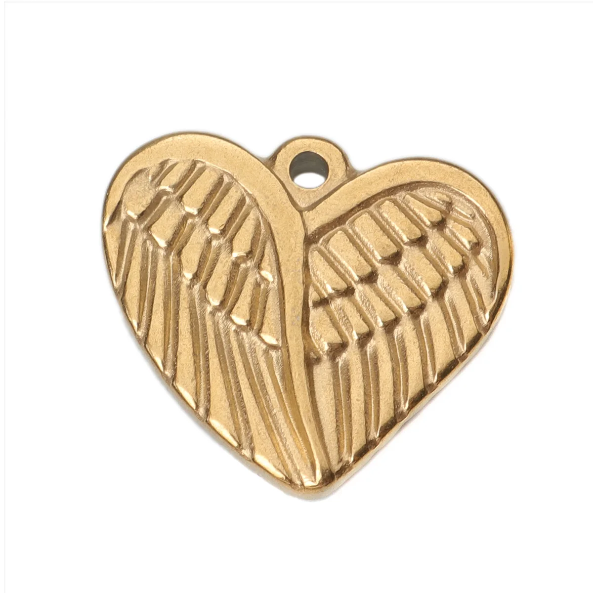

1 Piece Creative Stainless Steel Charms Heart Shape Gold Plated Feather Patten Classic Charm Pendants For Jewelry Making DIY