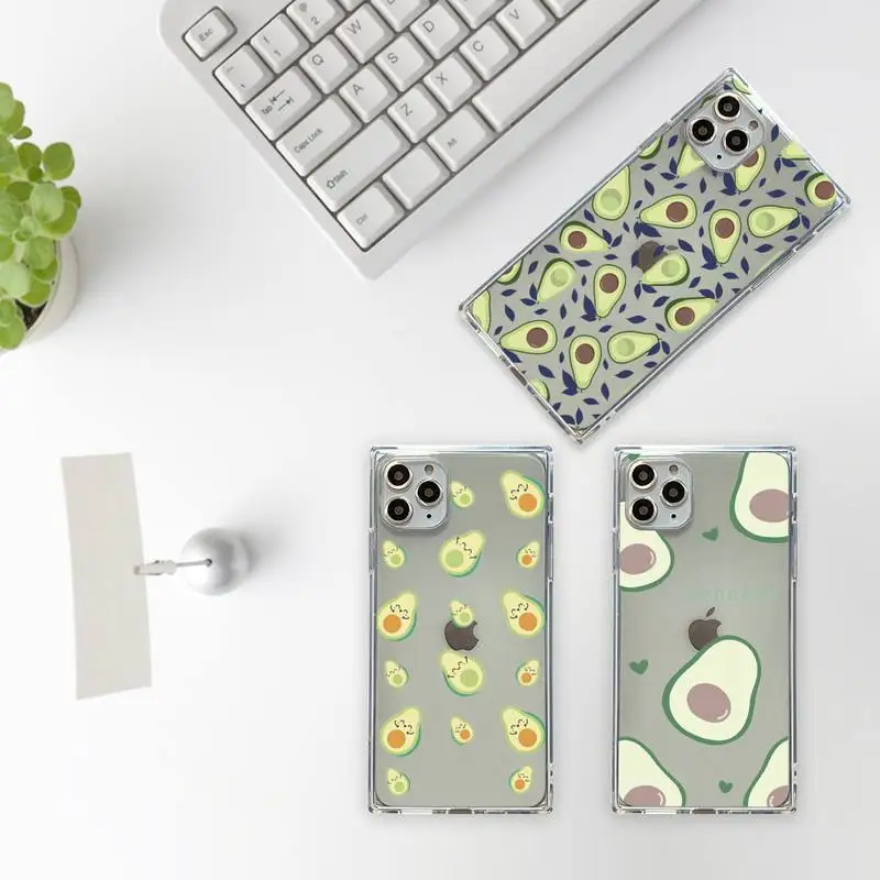 

avocado Cartoon cute fruit Phone Case Transparent for iPhone 7 8 11 12 se 2020 mini pro X XS XR MAX Plus