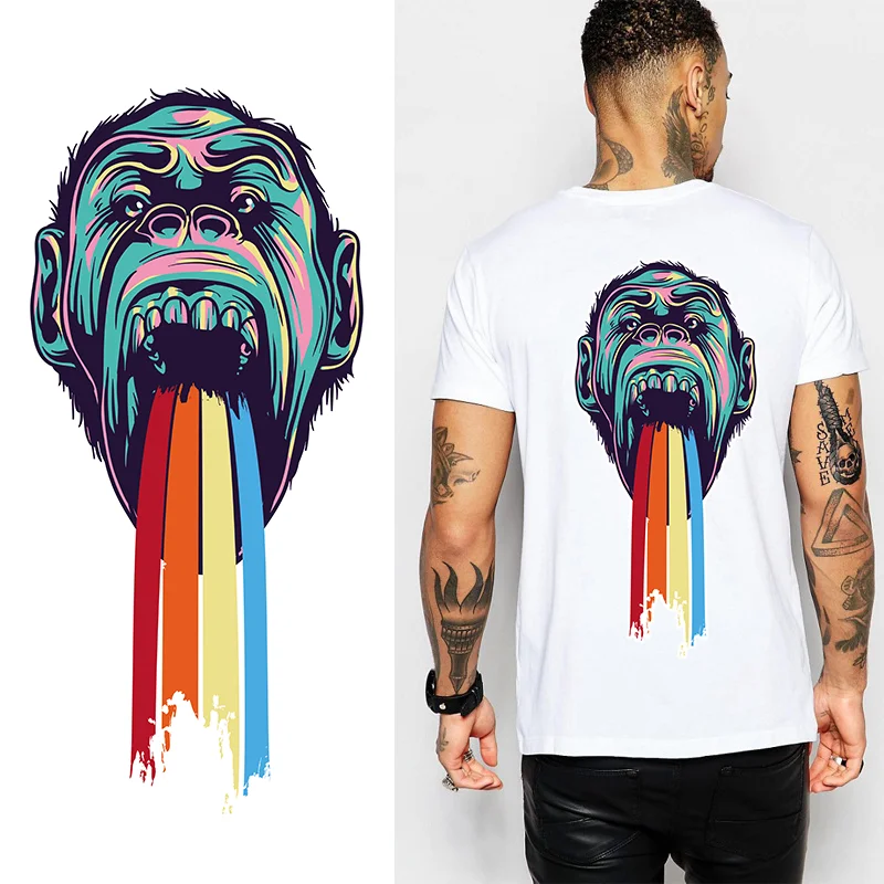 Модные Переводные термоклейкие нашивки с рисунком орангутан DIy для одежды панк