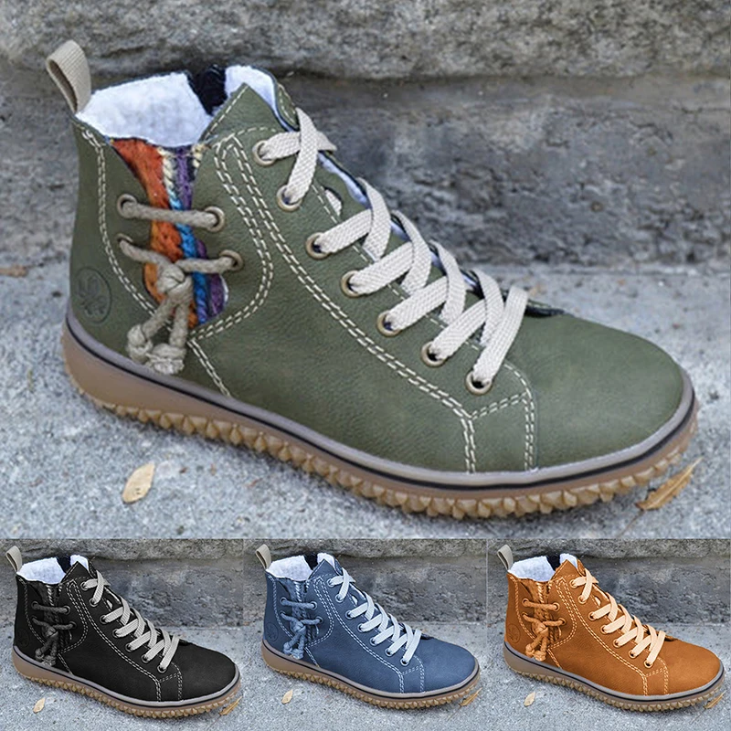 

2021 Women Winter Snow Boots Warm Flat Platform Lace Up Ladies Women's Shoes New Fashion Plush Winter Boots Female Shoes