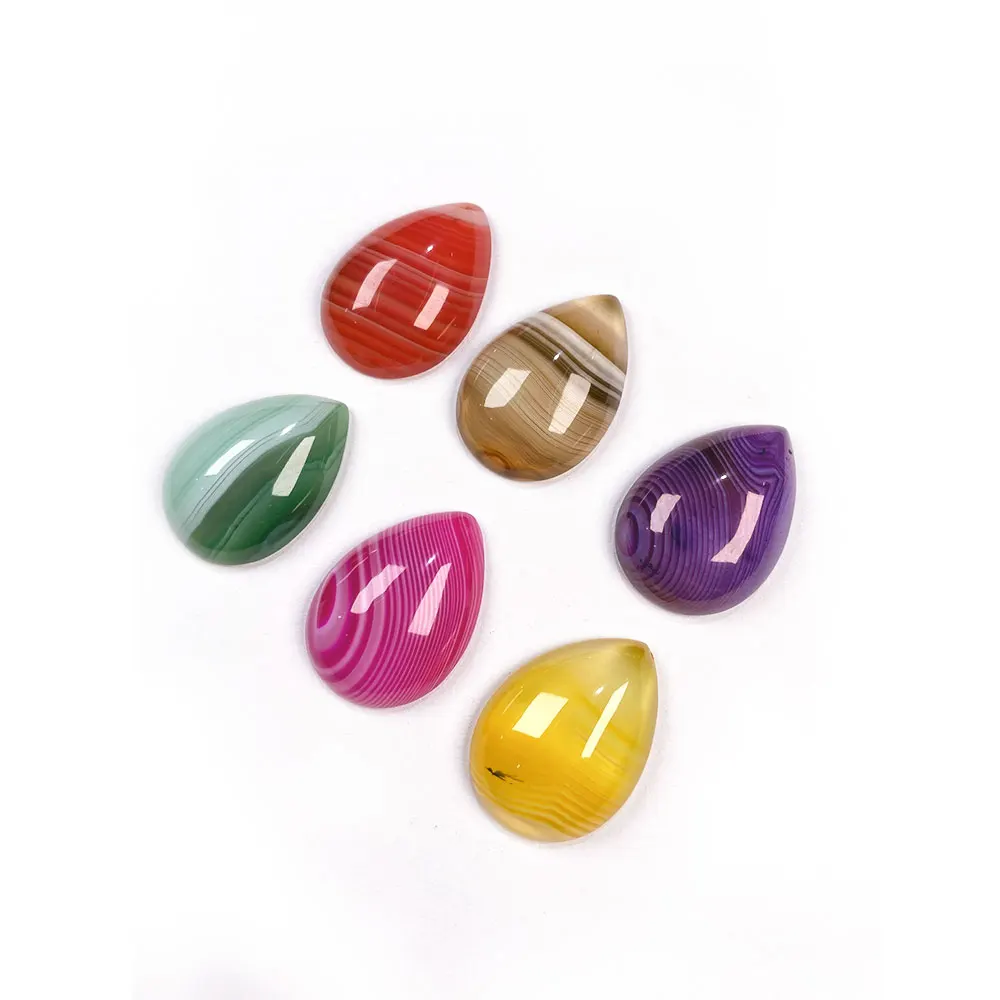 5Pcs Natural Loose Beads Striped Agates Cabochons No Hole Stone for Making Ring Pendant Earrings DIY Handmade Jewelry Wholesale | Украшения