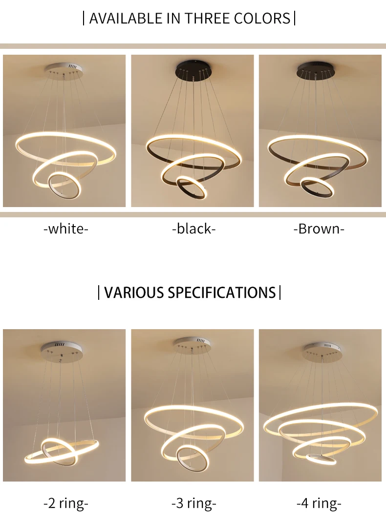 

Modern LED Chandeliers For Living Dining Room Bedroom 3/4/5 Round Ring Indoor Hanging Light Pendant lamp Circle Lighting Fixture