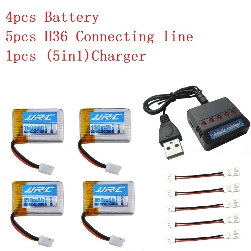 Белый Комплекты зарядного устройства JJRC H36 3,7 V 150mAh 30c для E010 E011 E012 E013 Furibee F36 части квадрокоптера RC 3,7 v Lipo батарея - Цвет: Белый