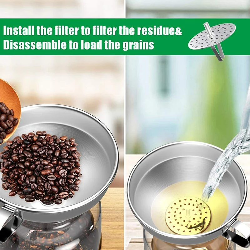 Большие воронки из нержавеющей стали для кухни с 3 съемными фильтрами