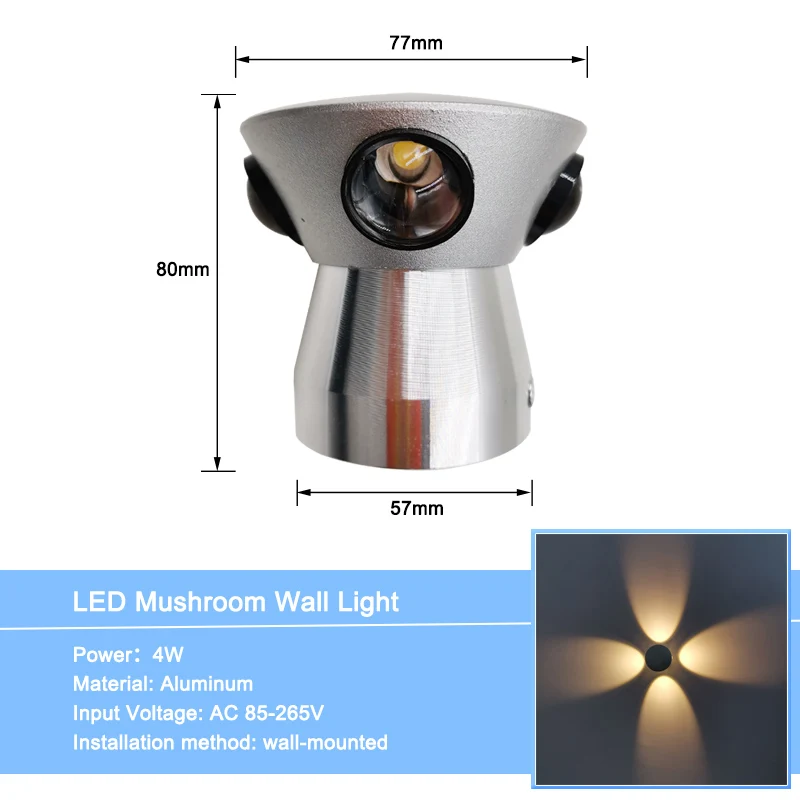 Wandlamp 3W4W5W светодиодный настенный светильник AC85-265V алюминиевый круглый прикроватный светильник для дома фойе освещение для гостиной спальни - Цвет абажура: 4W