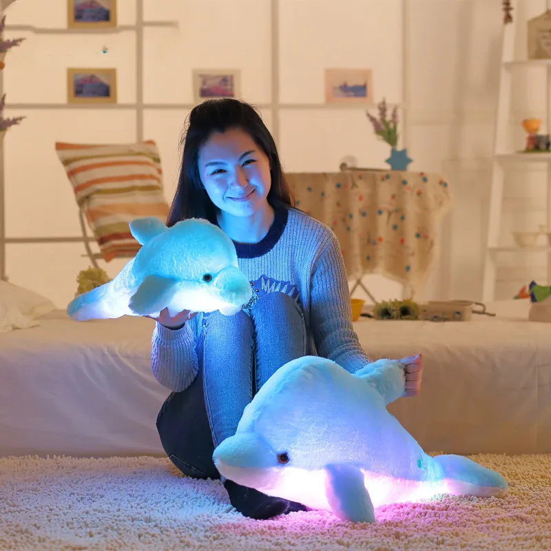 Креативная светящаяся плюшевая кукла-Дельфин светодиодная Подушка милая чучело