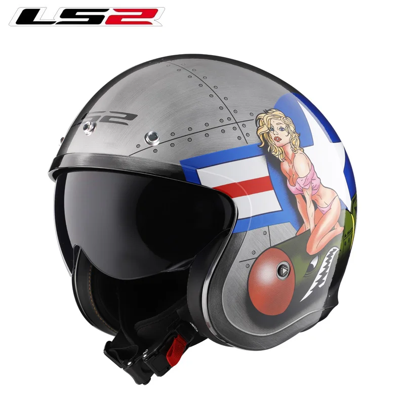 Оригинальный LS2 OF599 винтажный шлем с открытым лицом Moto rcycle для мужчин Ретро Скутер