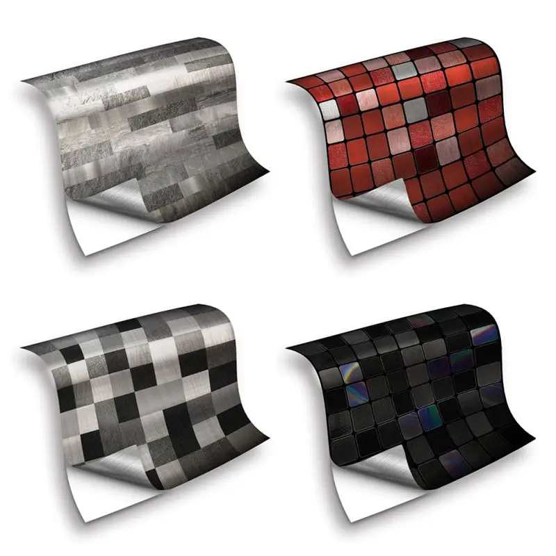 

25Pcs Metal Series Mosaic Wallpaper Tile Stickers Wall Sticker Removable Home Decorations For Backsplash Kitchen Bathroom Shop