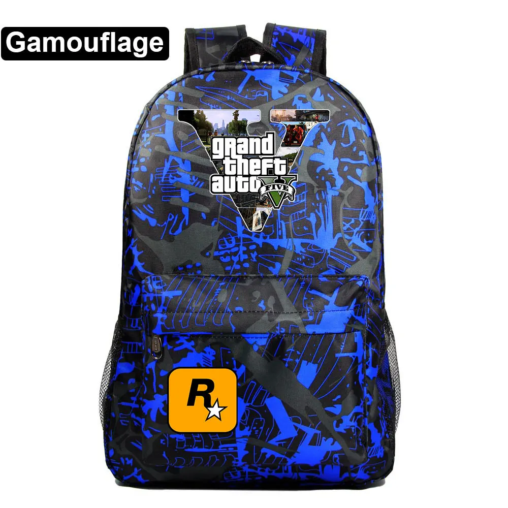 A34-12 Подарочные игры с героями мультфильмов, GTA5, клетчатая школьная сумка ярких цветов для мальчиков и девочек, женский рюкзак, школьные сумки для подростков, холщовые мужские школьные рюкзаки - Цвет: A34-12