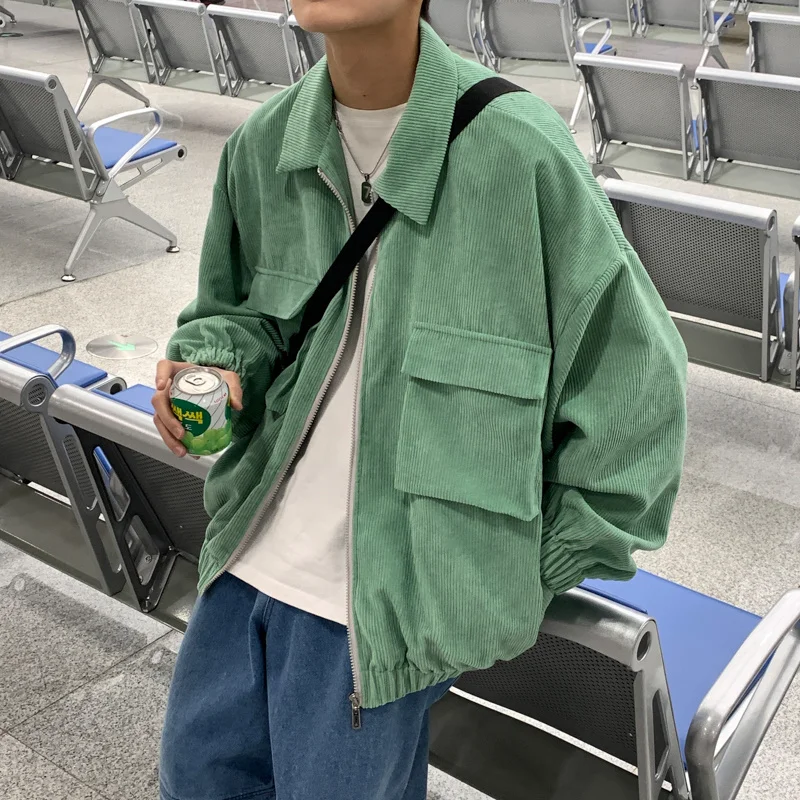 Куртка мужская Вельветовая в стиле ретро модный пиджак свободного покроя с