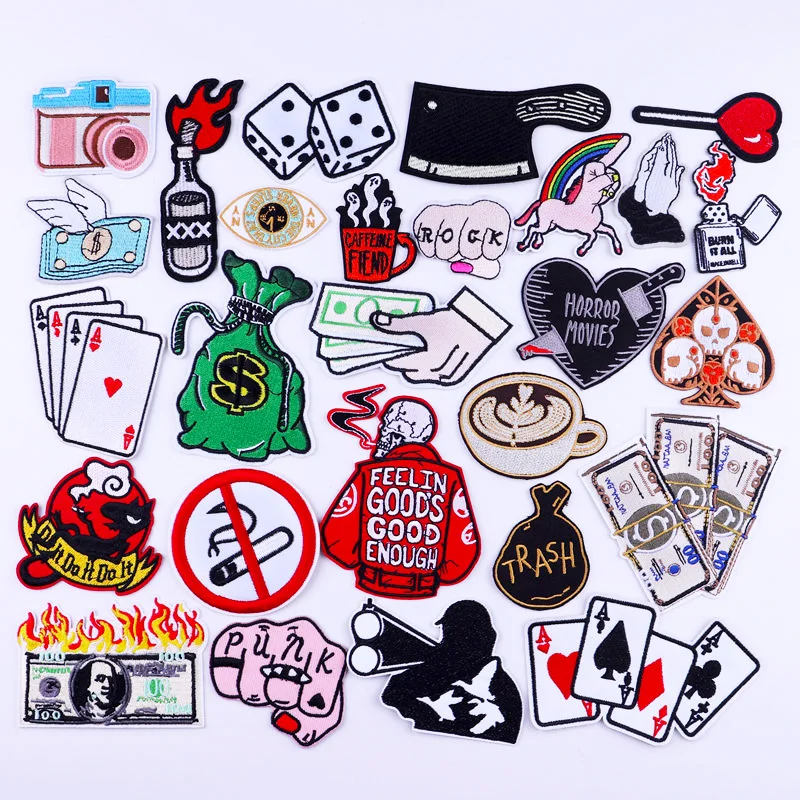 

Hippie Punk Skull Patch Iron On Patches On Clothes Dollar Embroidered Patches For Clothing Thermoadhesive Patches Rock Badges
