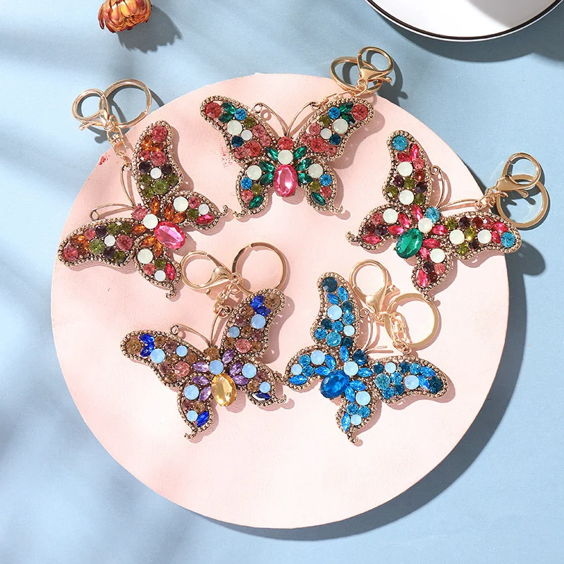 

Fashion Small Commodities Set With Diamond Hollowed Out Butterfly Creative Modeling Metal Key Ring Pendant Gift Bag Accessories