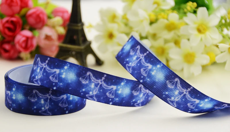 7/8'' 22mm 1&quot 25mm 1-1/2&quot 38mm 3&quot 75mm Libra Zodiac Printed grosgrain ribbon party decoration 10 Yards X-02611 | Дом и сад