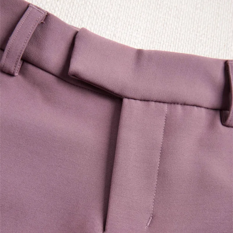 

Casual Pants Women Solid Simple High-waist Straight Flanging Stylish Wide-leg Ankle-length Trousers Office Ladies Loose Trendy