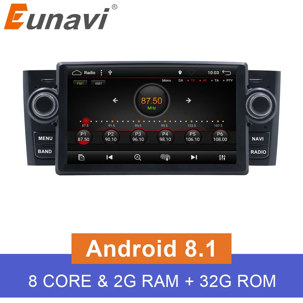 Eunavi 1 Din 7 дюймов четырехъядерный Android 8 Автомобильная Радио стерео система GPS