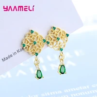 korea water drop charms earrings temperament retro palace style 925 sterling silver long high quality ear jewelry