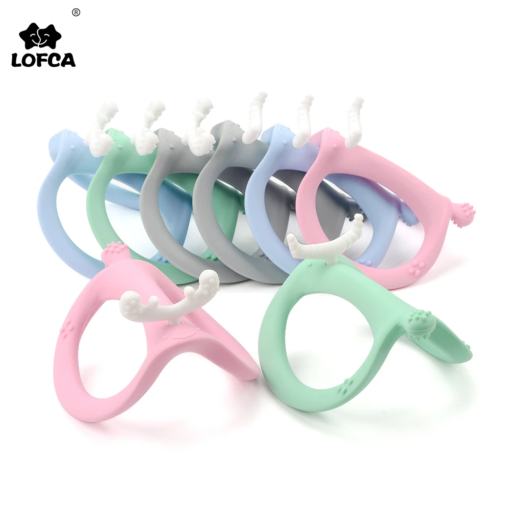 LOFCA-mordedor de silicona para beb&eacute;, juguete de dentici&oacute;n de silicona de grado alimenticio, sin BPA, regalo para morder, 1 unidad-0