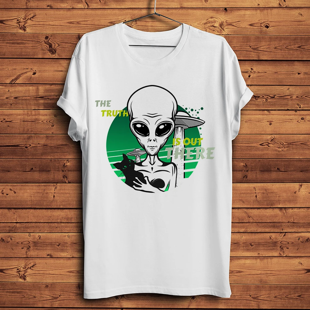 

На самом деле там НЛО забавная футболка для гиков Для мужчин летний новинка, белый Повседневное футболка с короткими рукавами и изображение...