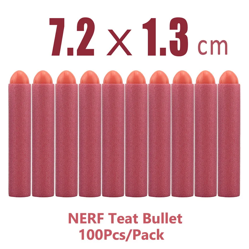 100 шт пули для Nerf металлический пистолет игрушечный страйкбол пистолет Воздушный 4 цвета полое отверстие головка 7,2 см заправка Дартс Мягкая Пуля для Игрушечного Пистолета - Цвет: 100PCS Teat bullet