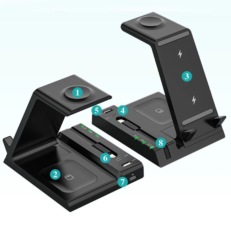 

6 in 1 Wireless Charger Bracket for iPhone Xiaomi- Smart Watch Wireless Airpods Overcurrent Protection Lightweight