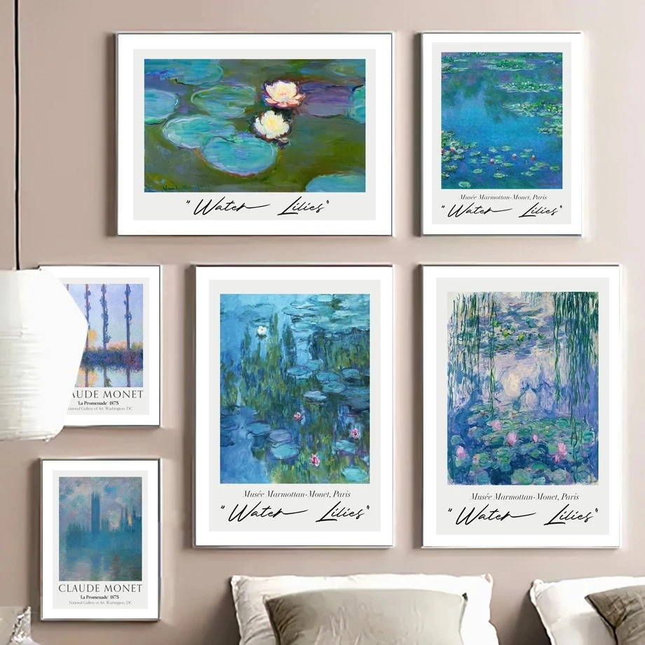 

Claude Monet Exhibition Watercolor Wall Art Canvas Painting Nordic Posters and Prints Wall Pictures for Living Room Retro Decor