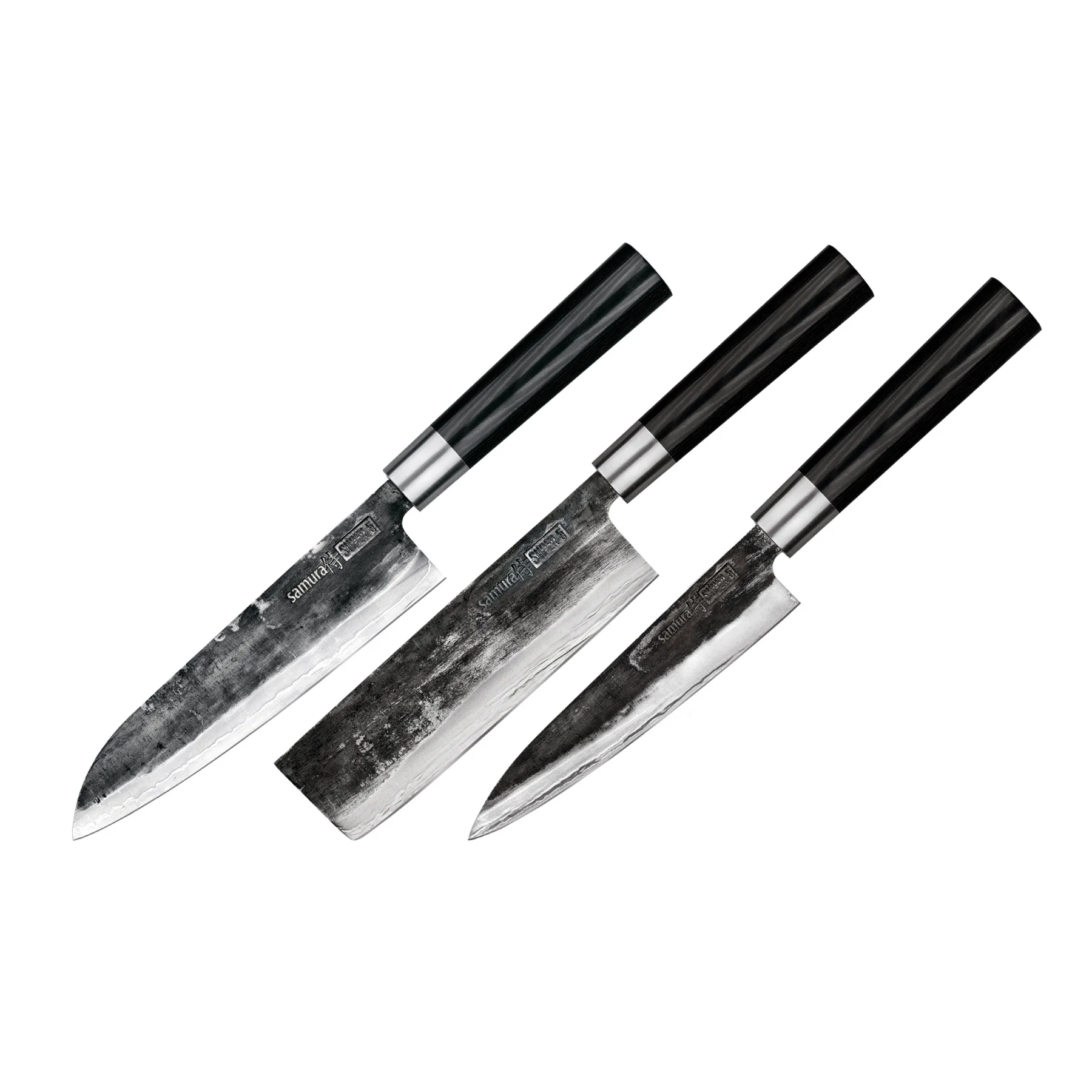 SP5 0220/K Набор из 3 кухонных ножей &quotSamura SUPER 5&quot (23 43 95) VG 10 5 слоев микарта|Кухонные