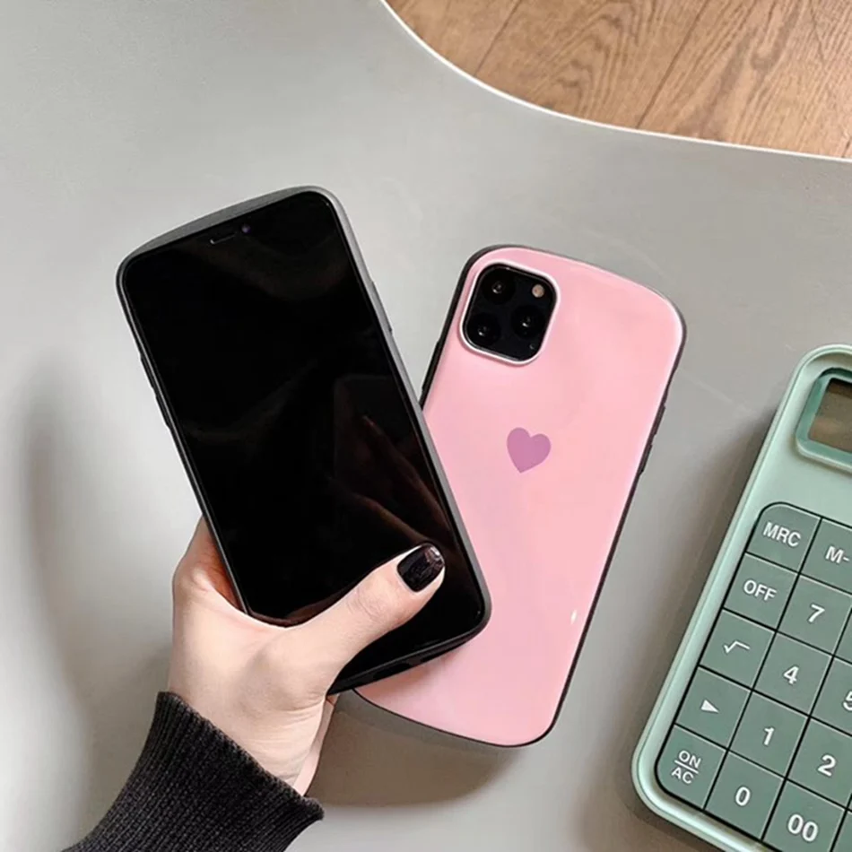 Модный чехол из закаленного стекла для iPhone 11 Pro XS Max с сердечком задняя крышка 6 6s 7 8