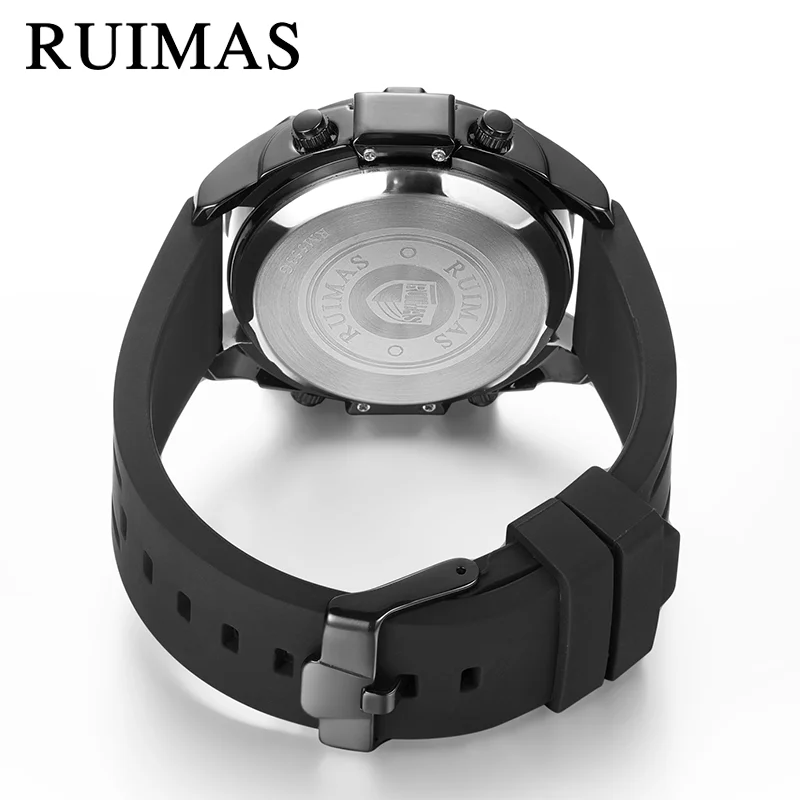RUIMAS Luxury Brand Men Watch Rolling Time Sport Rubber Strap Wristwatch Waterproof Military Quartz Watches Relogio Masculino | Наручные