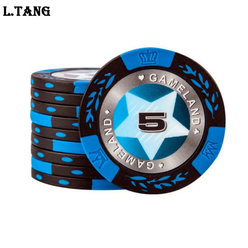 

L.TANG Poker Chips 10PCS/lot Clay Outside Iron Inside Texas Poker Accessories L486