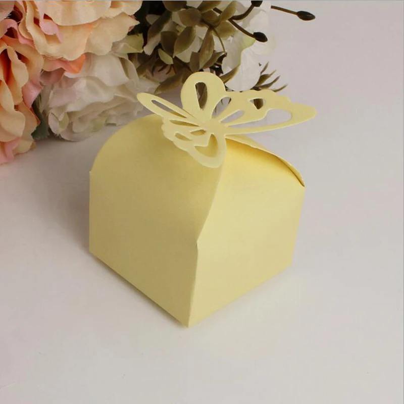 

50pcs Laser Cut Butterfly Shaped Paper Favor Gifts Candy Boxes Folding DIY Wedding Christmas Birthday Party Baby Shower Supplies