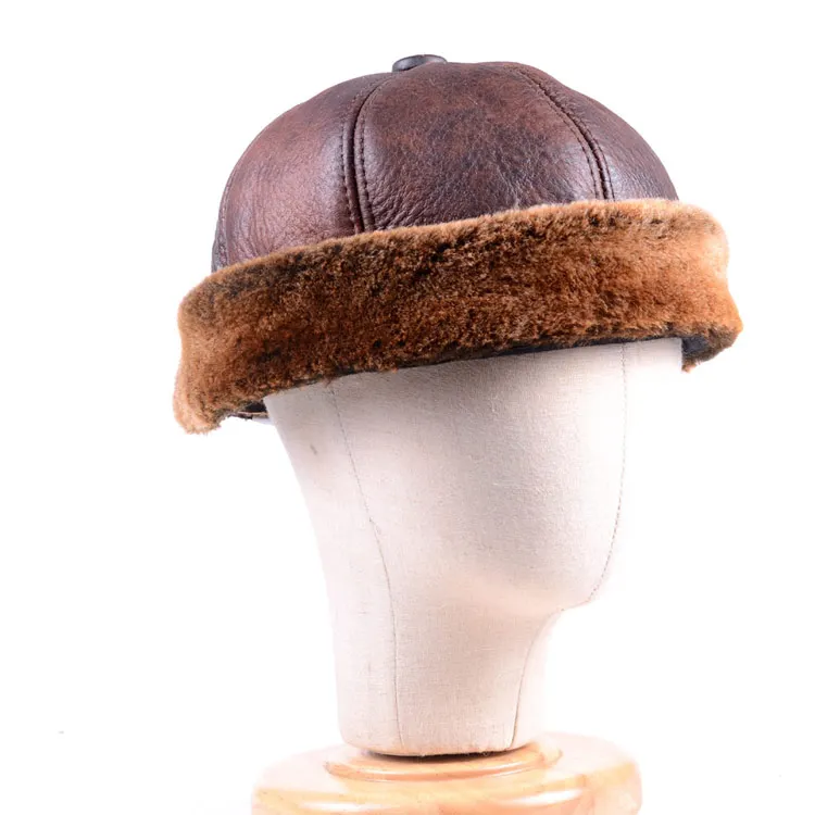 Мужская Женская натуральный мех кожа Круглая Шапка капот Zucchetto Toque Beanie Новая Кепка армейская/темно-синяя шапка s/шапки