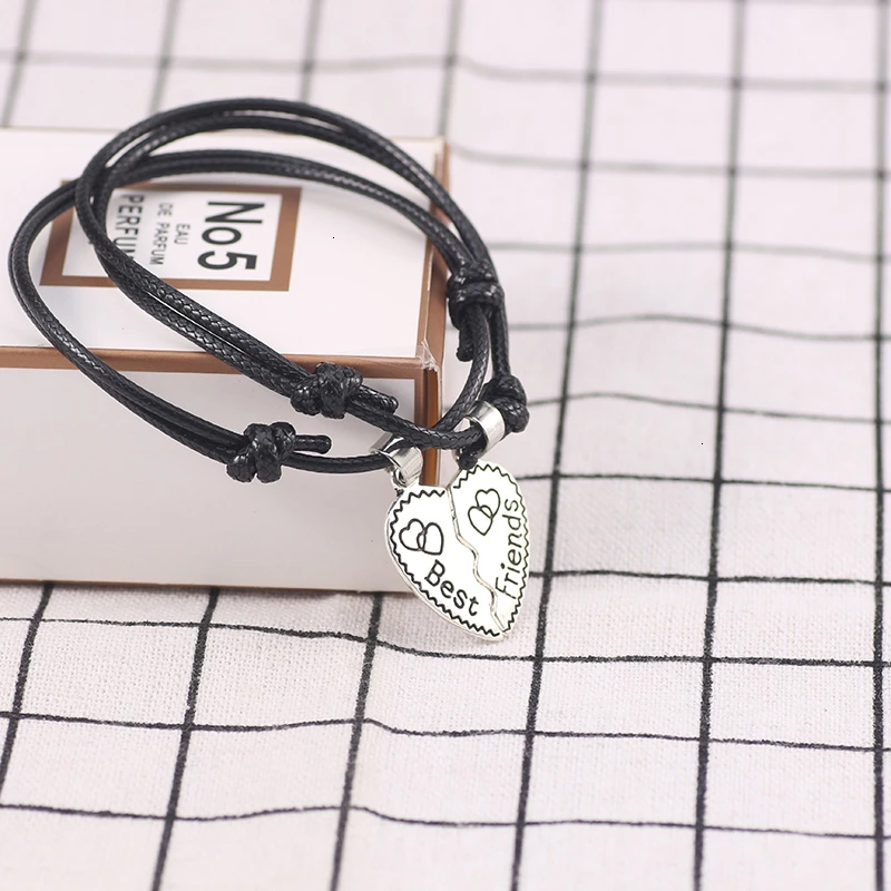 

Best Friend Bracelet For Women Men Heart Shaped Multiple Styles Pendant Adjustable Bracelets Jewelry Gift