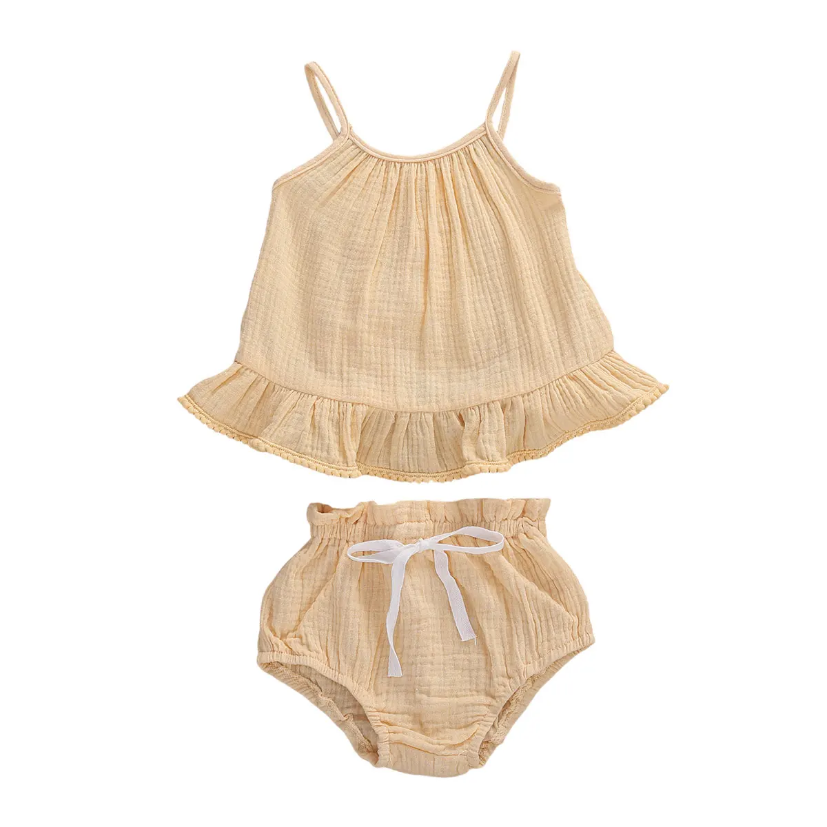 Комплект одежды для маленьких девочек из 2 предметов однотонный топ на