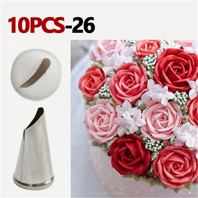 10PCS-26 SEAAN 3 стиля Кондитерские украшения торта советы для крема глазурь трубопровод сахарное Ремесло Роза цветочная насадка Кондитерские инструменты Инструменты для украшения помадки - Цвет: 10PCS-26