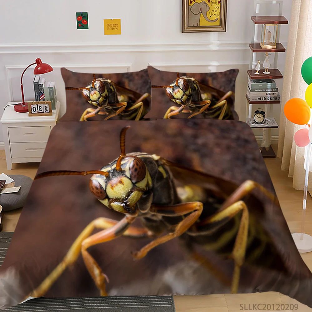 

3D Bedding Set Luxury Quilt Cover Set Modern Home Bed Set with Pillowcase Lifelike Insect Print Bedroom Decoration 2/3 Pcs