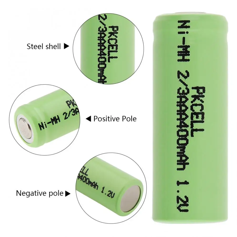 4 шт./лот Pkcell 2/3 AAA 400mAh 1,2 V Ni-MH LSD аккумуляторная батарея для игрушек/Будильник/часы/беспроводная мышь/игровая ручка