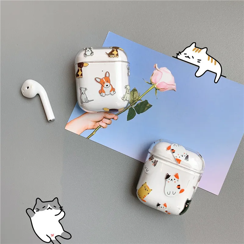 Для Apple Airpods милый котенок щенок Фламинго жесткий чехол Bluetooth беспроводная