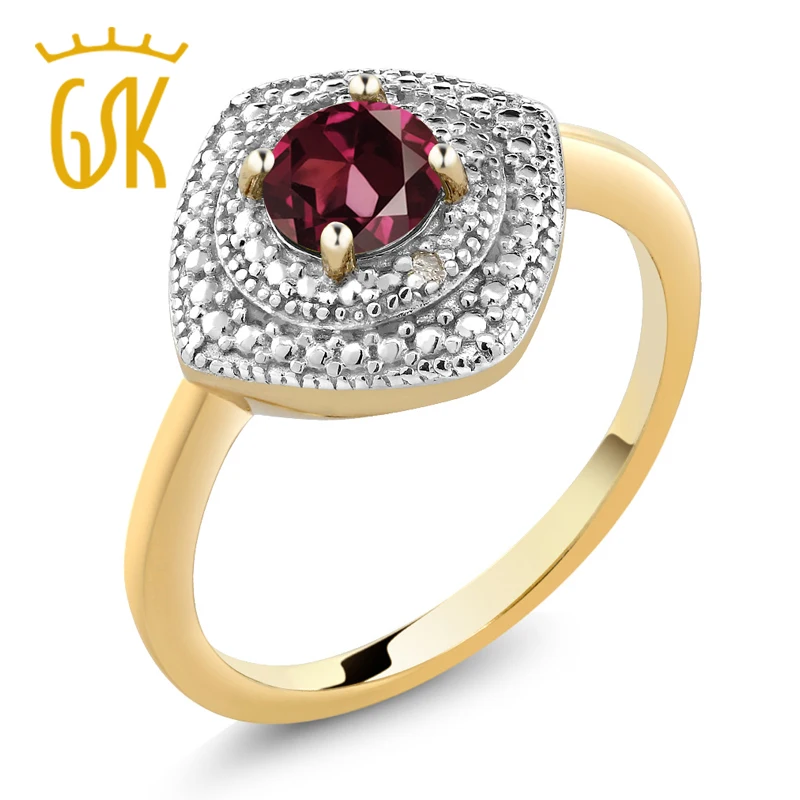 Женское элегантное кольцо GemStoneKing натуральный красный родолит гранат и