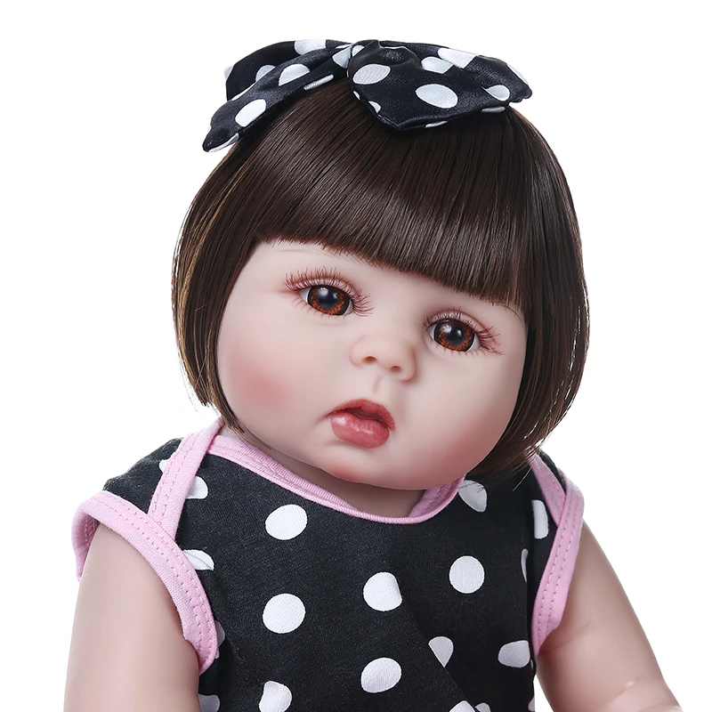 

48CM bebe doll reborn toddler baby girl doll big eyes sweet face very soft flexible full body silicone bath toy waterproof
