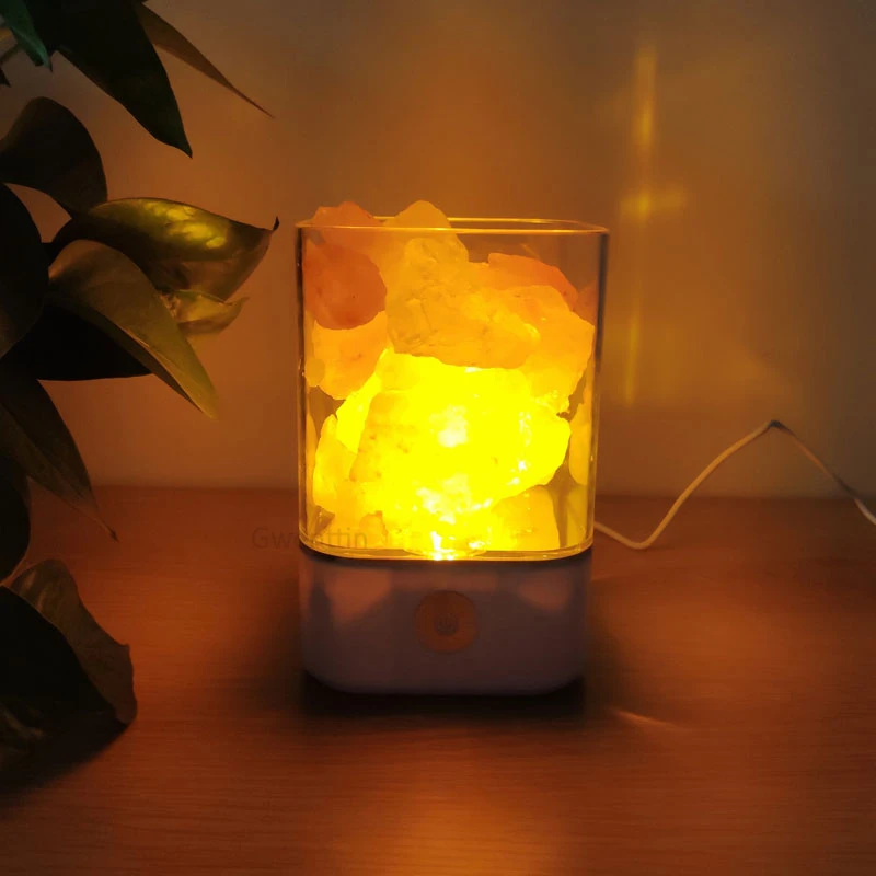 Хрустальная лампа из гималайской соли, светодиодный Ночной светильник с usb-портом для домашнего декора, домашние ночные светильники, настольный прикроватный светильник для спальни, Luminaira