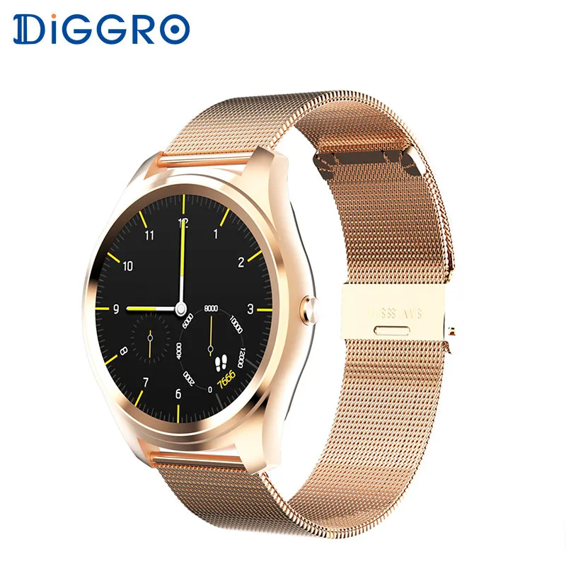 golden Diggro DI03 IP67 водонепроницаемые Смарт-часы MTK2502C монитор сердечного ритма пульт дистанционного управления камера сообщение Push Smartwatch IOS Android - Цвет: golden