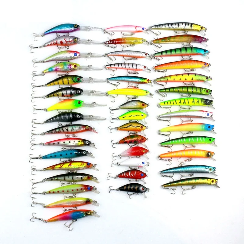 Minnow 43 шт./лот набор приманки для ловли нахлыстом Китай жесткая наживка Jia наживка воблер типа Минноу Карп 6 моделей рыболовные снасти оптом - Цвет: 43pcs set