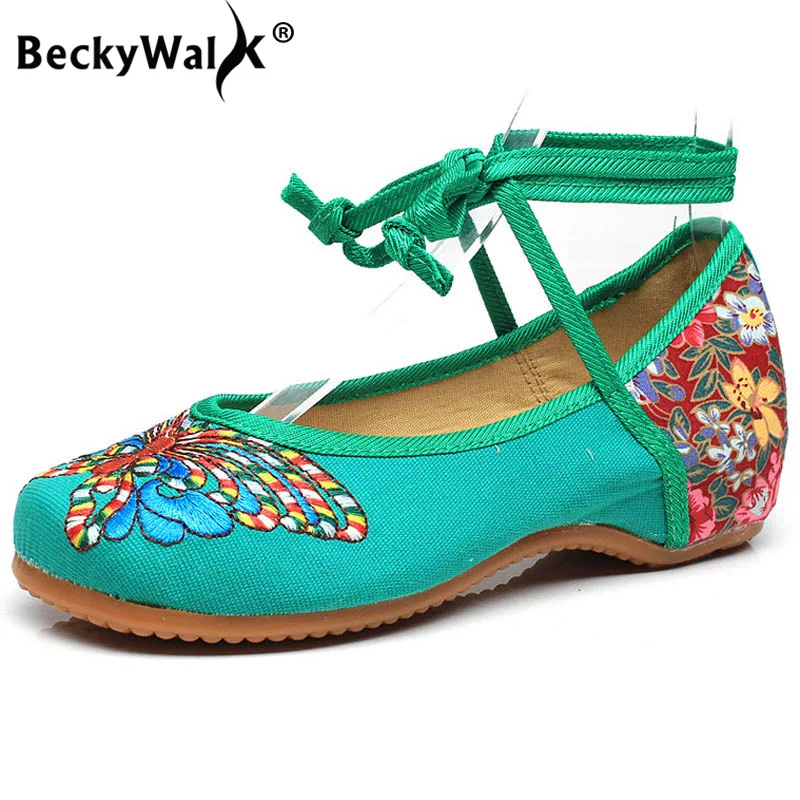 Весенняя танцевальная обувь в виде бабочек Тканевая с вышивкой Женская повязки