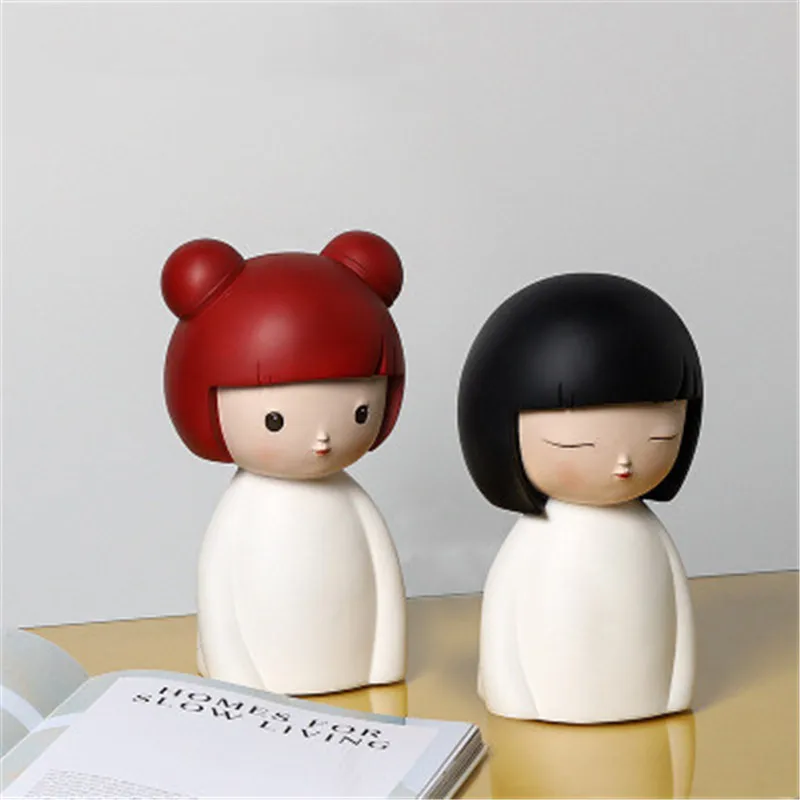 

Bao Guang Ta Creative Cute Lucky Girl Cartoon Figure Statue Living Room TV Cabinet Desktop Sculpture Home Decor Figurines A2782