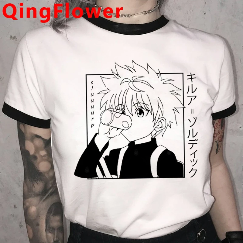Забавная мультяшная футболка Hunter X Hisoka женская Ullzang Harajuku с графическим рисунком