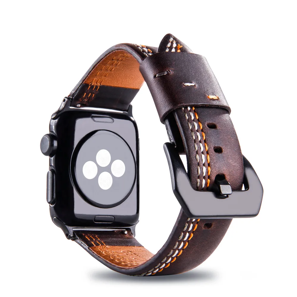Ремешок из натуральной кожи для Apple Watch band 42 мм 38 мм iwatch series 4 3 2 band 44 мм 40 мм Suture style ремешок для часов браслет